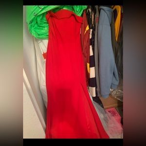 Red off the shoulder prom dress